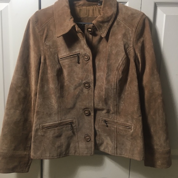 VTG Leather Jacket Suede Moto Brown Pockets Biker - Picture 10 of 13